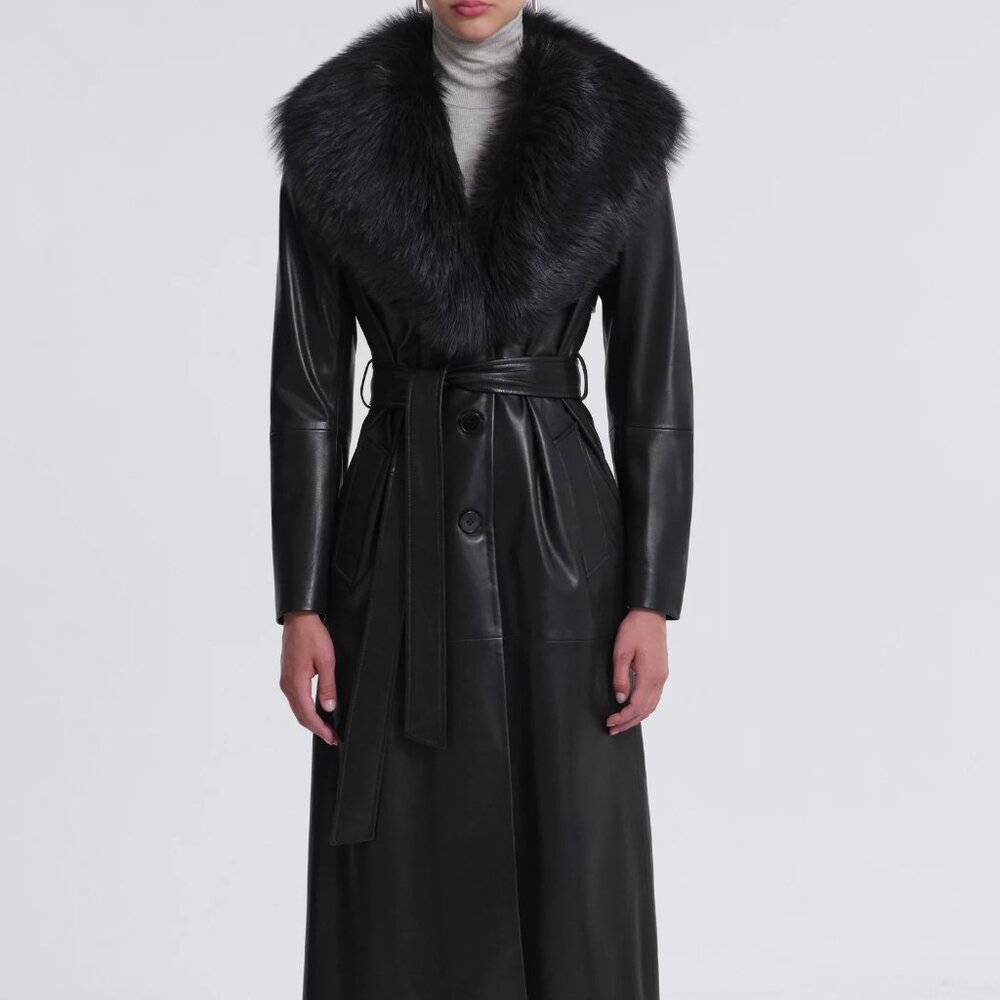 Nour Hammour Dakota Coat in Black Espresso-  Size FR 34 (XS / US 0)